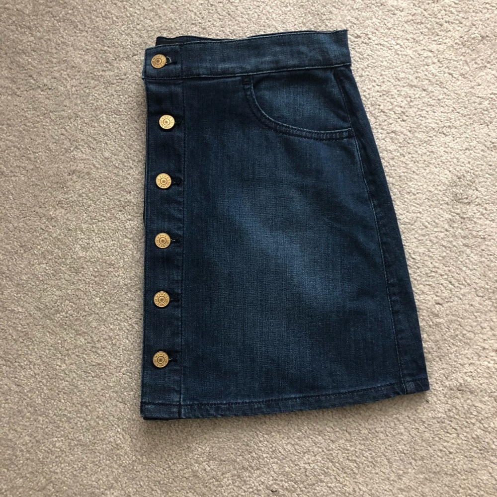 [express] Button Front Denim Skirt - Picture 2 of 6